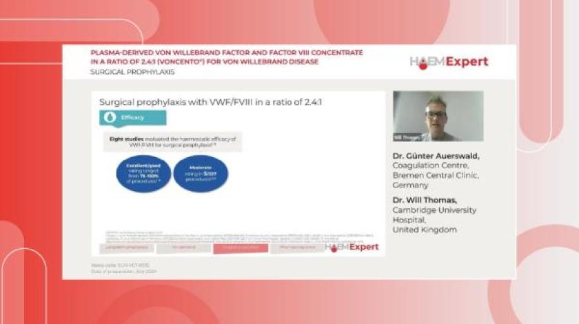 Surgical prophylaxis with pdVWF/FVIII concentrate in a ratio of 2.4:1 for VWD