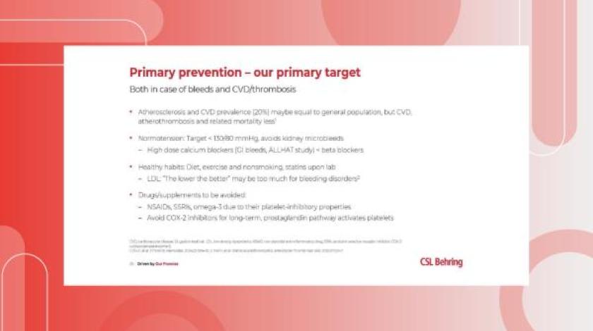 VWD management: Elderly patients and thrombotic complications